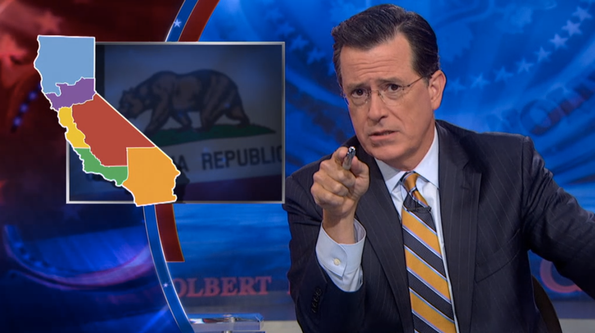 Stephen Colbert on "Six Californias" plan (screenshot)