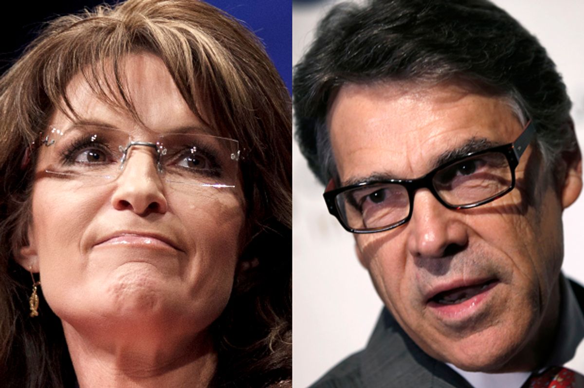 Sarah Palin, Rick Perry               (AP/J. Scott Applewhite/Reuters/Mike Segar)