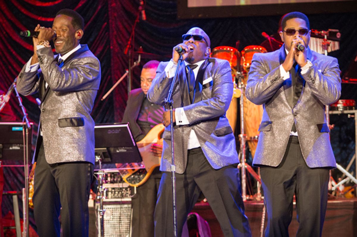 Boyz II Men, at the Grammy Museum gala tribute concert on Nov. 11, 2013 in Los Angeles.      (AP/Paul A. Hebert)