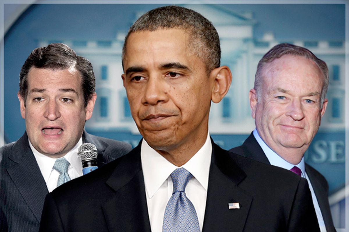 Ted Cruz, Barack Obama, Bill O'Reilly                     (Reuters/Lucas Jackson /Kevin Lamarque/AP/Matt Sayles/Photo collage by Salon)