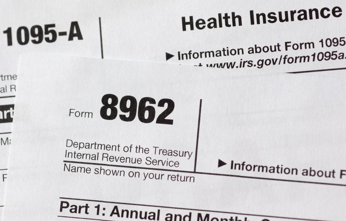 This Aug. 21, 2014, photo shows health care tax forms 8962 and1095-A, in Washington. Who thinks about taxes around Labor Day?  If you value your tax refund and youre one of millions getting a health insurance tax credit under President Barack Obamas health care law, its not too early. If you worked a lot of overtime, or maybe your spouse got a higher-paying job, arcane connections between the health law and taxes can reduce or even eliminate your refund. (AP Photo/Carolyn Kaster) (AP)