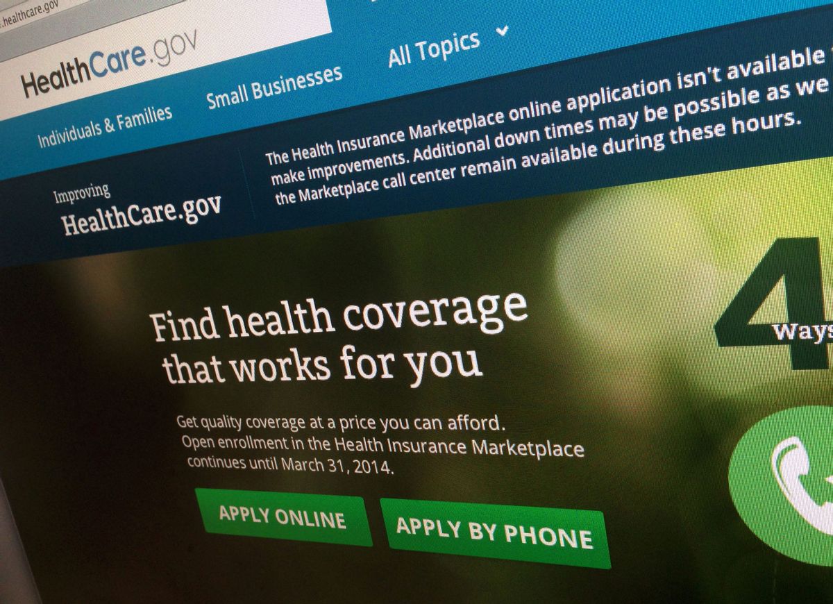 FILE - This Nov. 29, 2013, file photo shows a part of the HealthCare.gov website, photographed in Washington. The administration is warning hundreds of thousands of consumers they risk losing taxpayer-subsidized health insurance unless they act quickly to resolve issues about their citizenship and immigration status. (AP Photo/Jon Elswick, File) (AP)