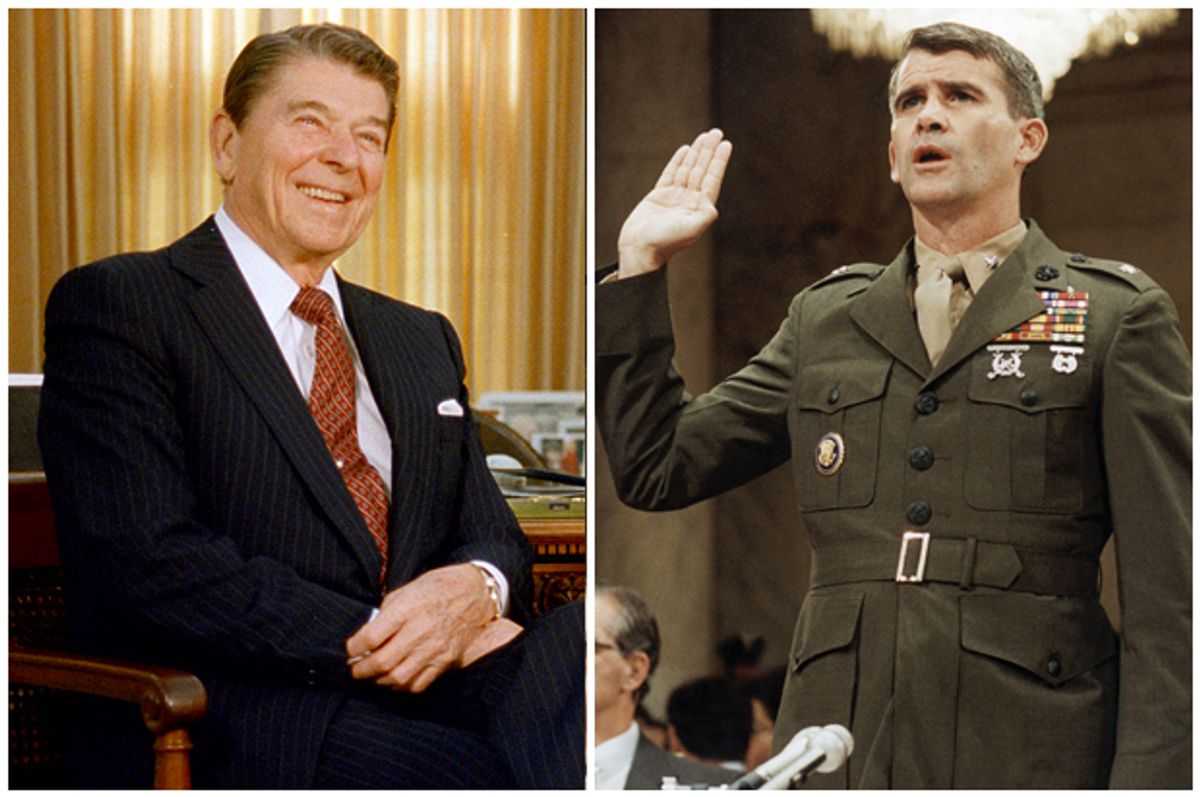 Ronald Reagan, Oliver North      (AP/Barry Thumma/Lana Harris)