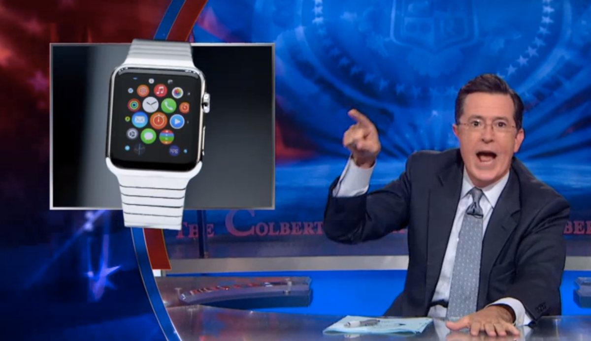 Stephen Colbert with the Apple Watch       (screenshot/The Colbert Report)