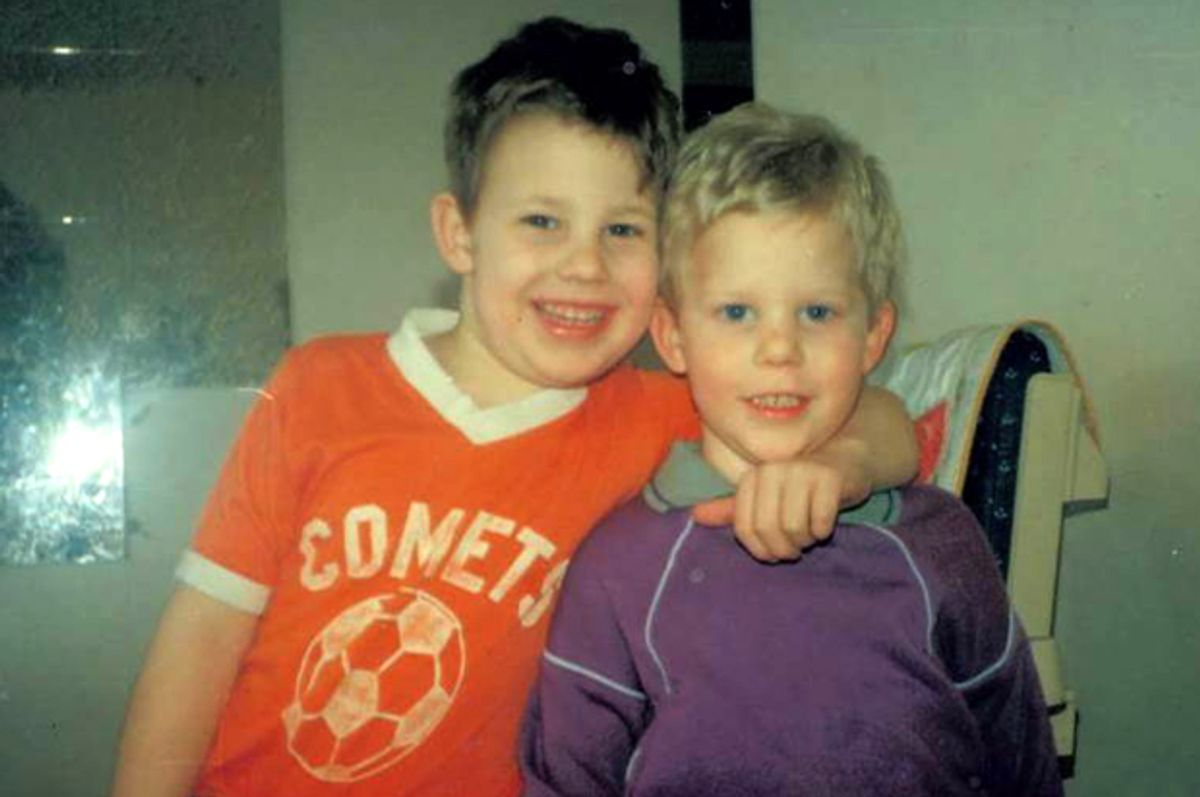 A childhood photo of the author, right, with his older brother Shane  
