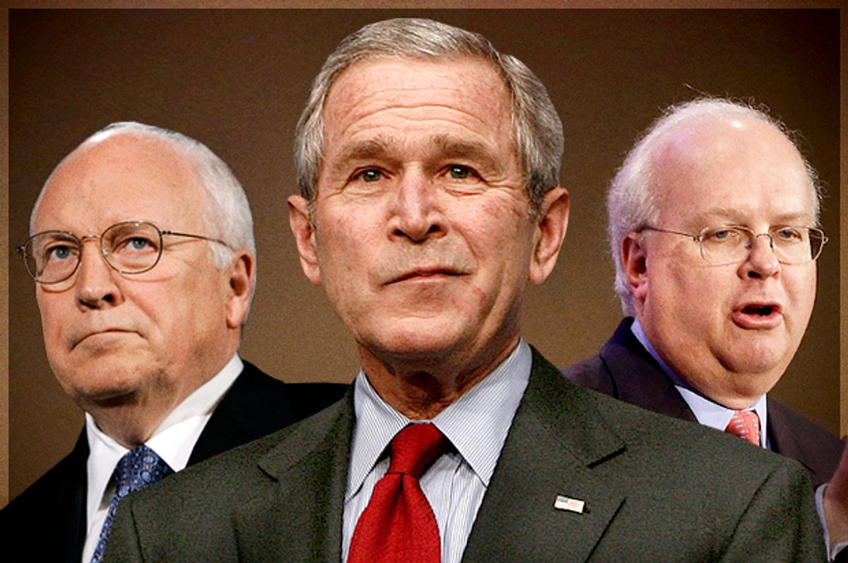 Dick Cheney, George W. Bush, Karl Rove                     (AP/Reuters/J. Scott Applewhite/Jason Reed/Rich Pedroncelli/photo montage by Salon)