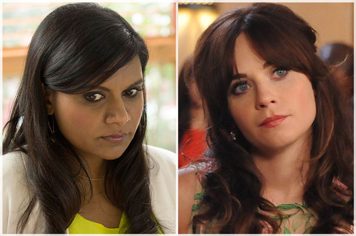 Mindy Kaling in "The Mindy Project" and Zooey Deschanel in "New Girl"           (Fox/Isabella Vosmikova/Ray Mickshaw)