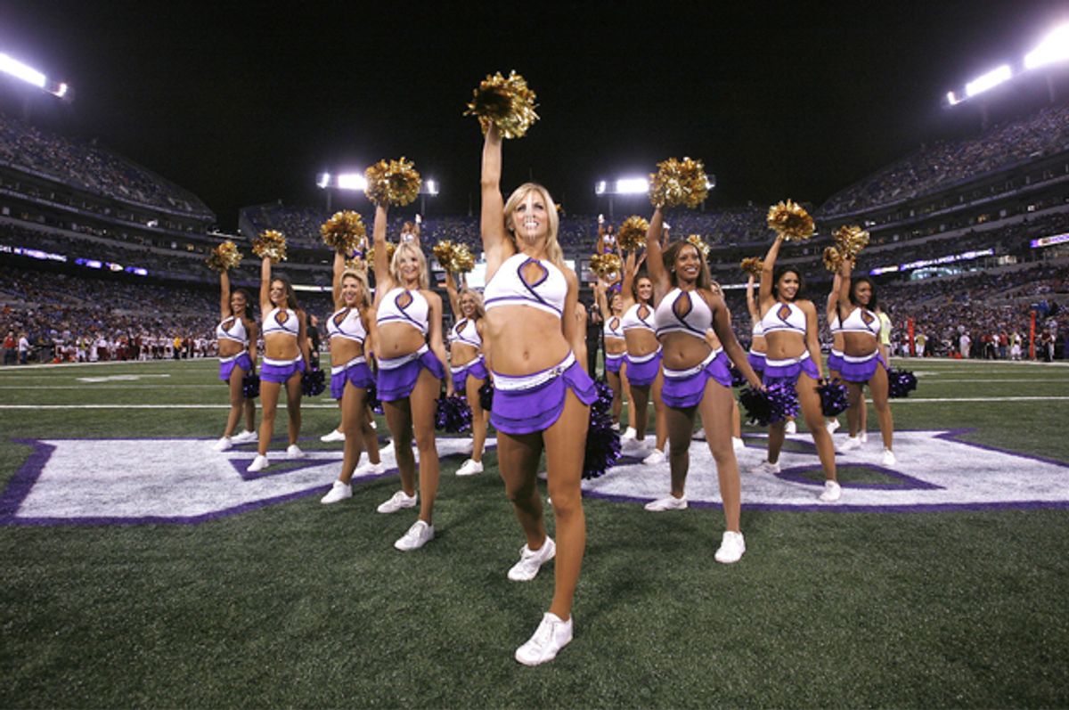 Baltimore Ravens cheerleaders perform in Baltimore, Maryland August 25, 2011.       (Reuters/Larry Downing)