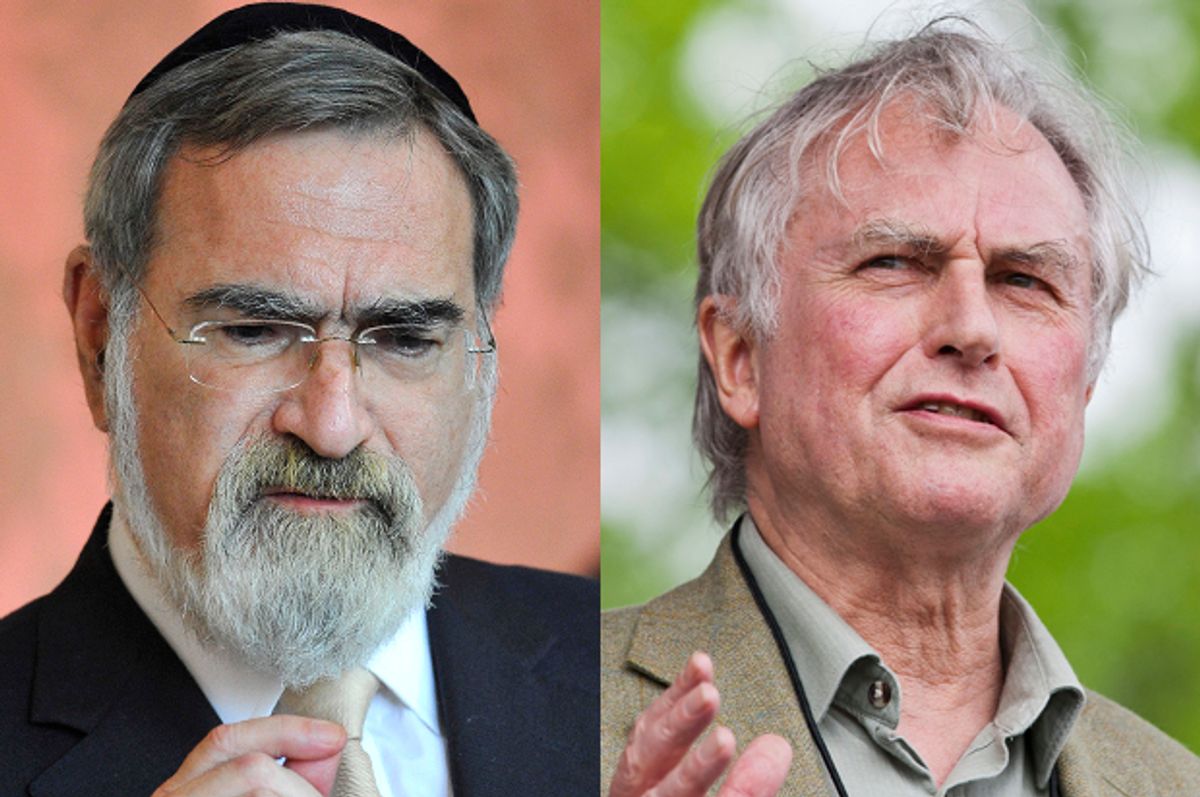 Jonathan Sacks, Richard Dawkins      (Reuters/Toby Melville/Chris Keane)