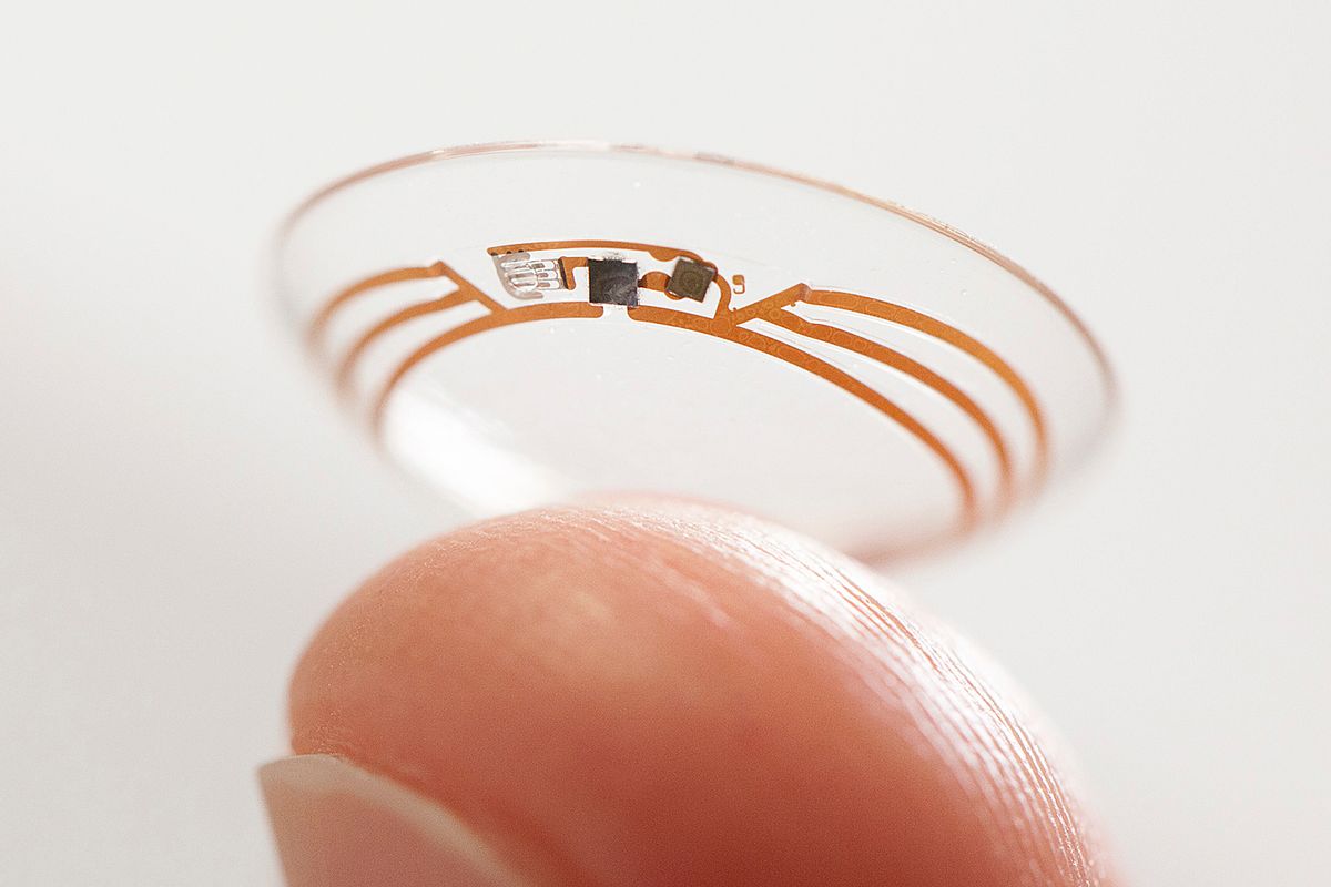 FILE - This undated file photo released by Google shows a contact lens Google is testing to explore tear glucose.(AP Photo/Google, File) (AP)