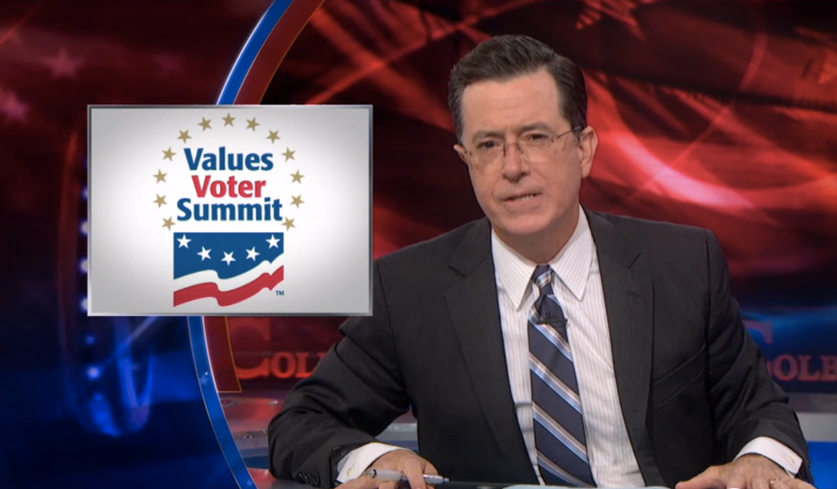 Stephen Colbert on Values Voter Summit      (screenshot/"The Colbert Report")