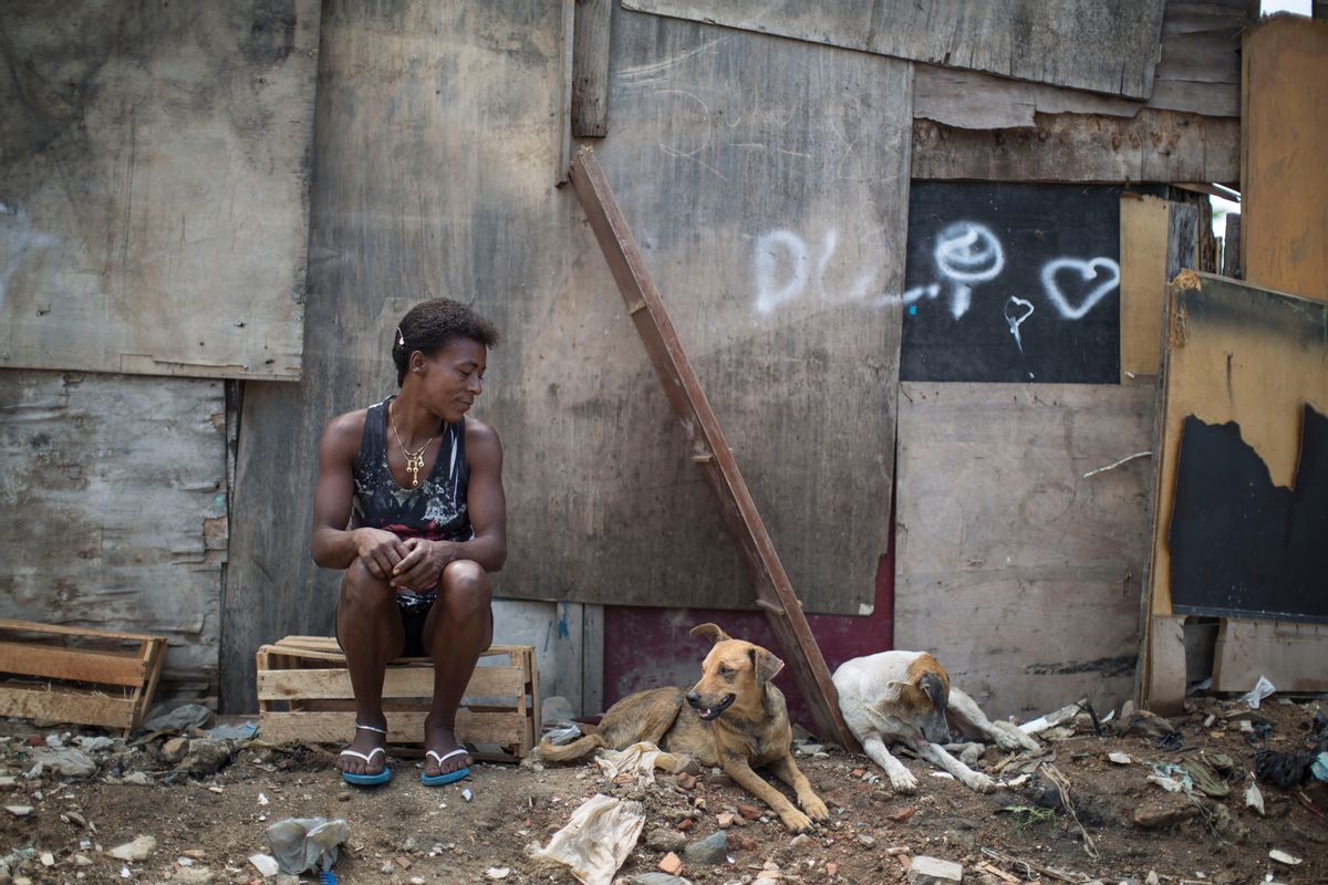 A woman in a Brazilian shantytown  (AP)