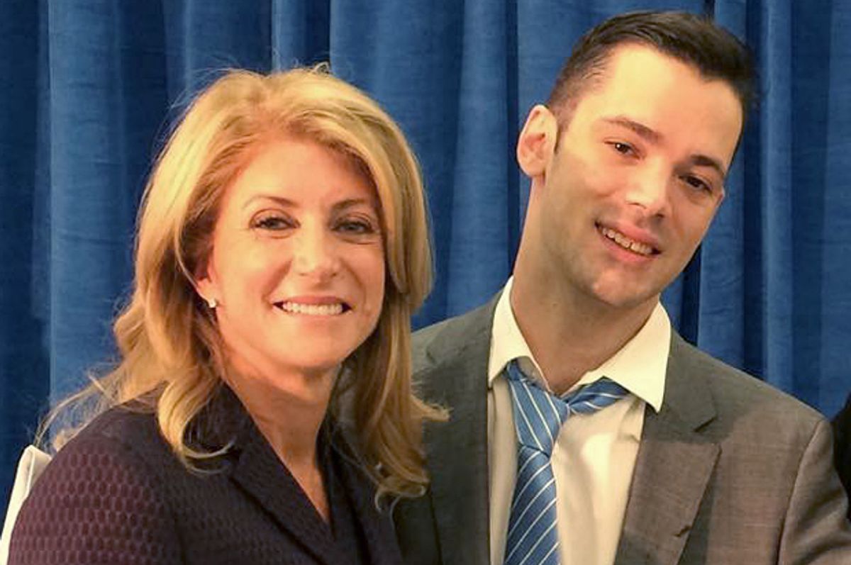 A photo of the author with Wendy Davis   