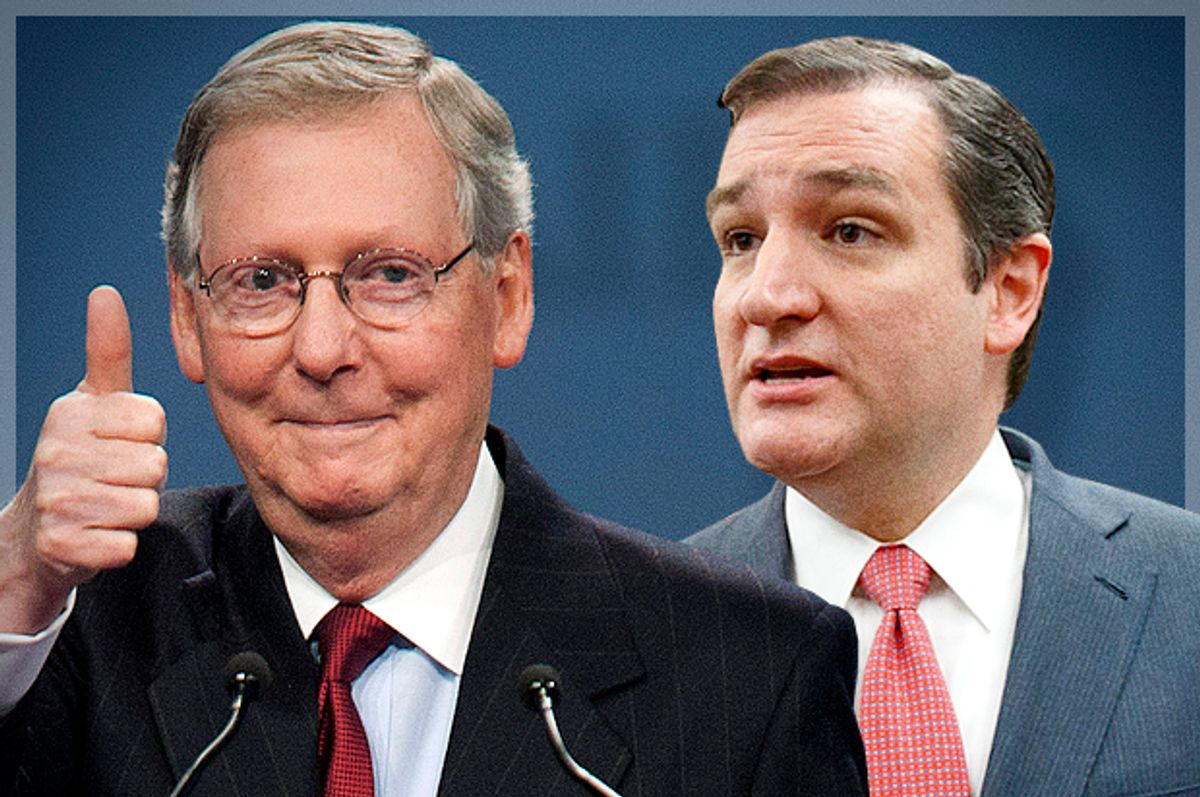 Mitch McConnell, Ted Cruz                                           (Reuters/Joshua Roberts/AP/J. Scott Applewhite/photo montage by Salon)