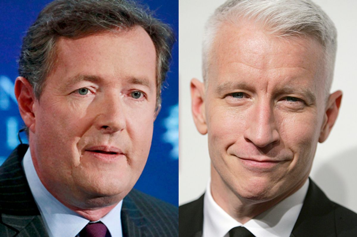 Piers Morgan, Anderson Cooper    (Reuters/Andrew Burton/Carlo Allegri)