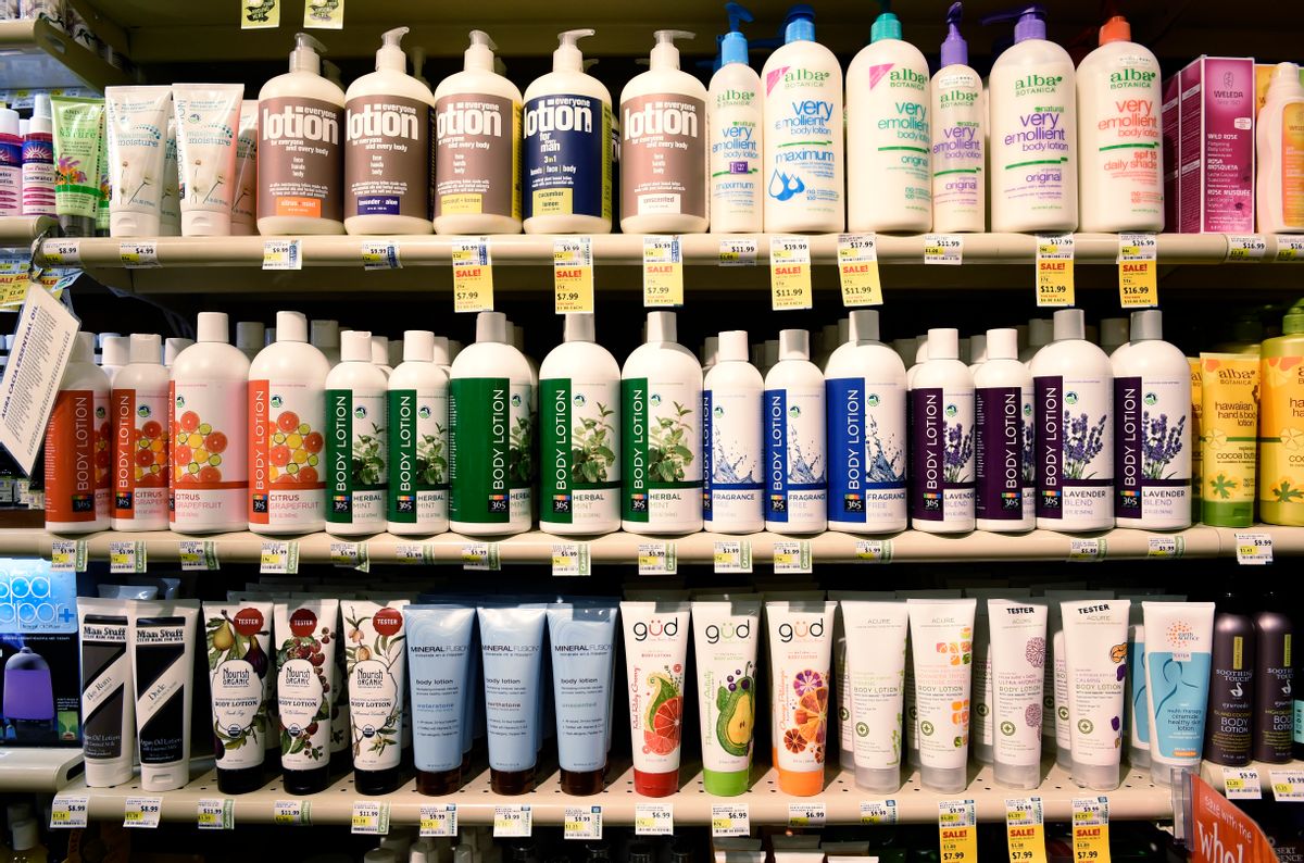 In this photo taken Oct. 9, 2014, body products on display at a Whole Foods in Washington. Theres a strict set of standards for organic foods. But the rules are looser for household cleaners, textiles, cosmetics and the organic dry cleaners down the street. Wander through the grocery store and check out the shelves where some detergents, hand lotions and clothing proclaim organic bona fides. Absent an Agriculture Department seal or certification, there are few ways to tell if those organic claims are bogus. Some retailers, like Whole Foods, have stepped in with their own requirements for what can be labeled organic. (AP Photo/Susan Walsh) (AP Photo/Susan Walsh)