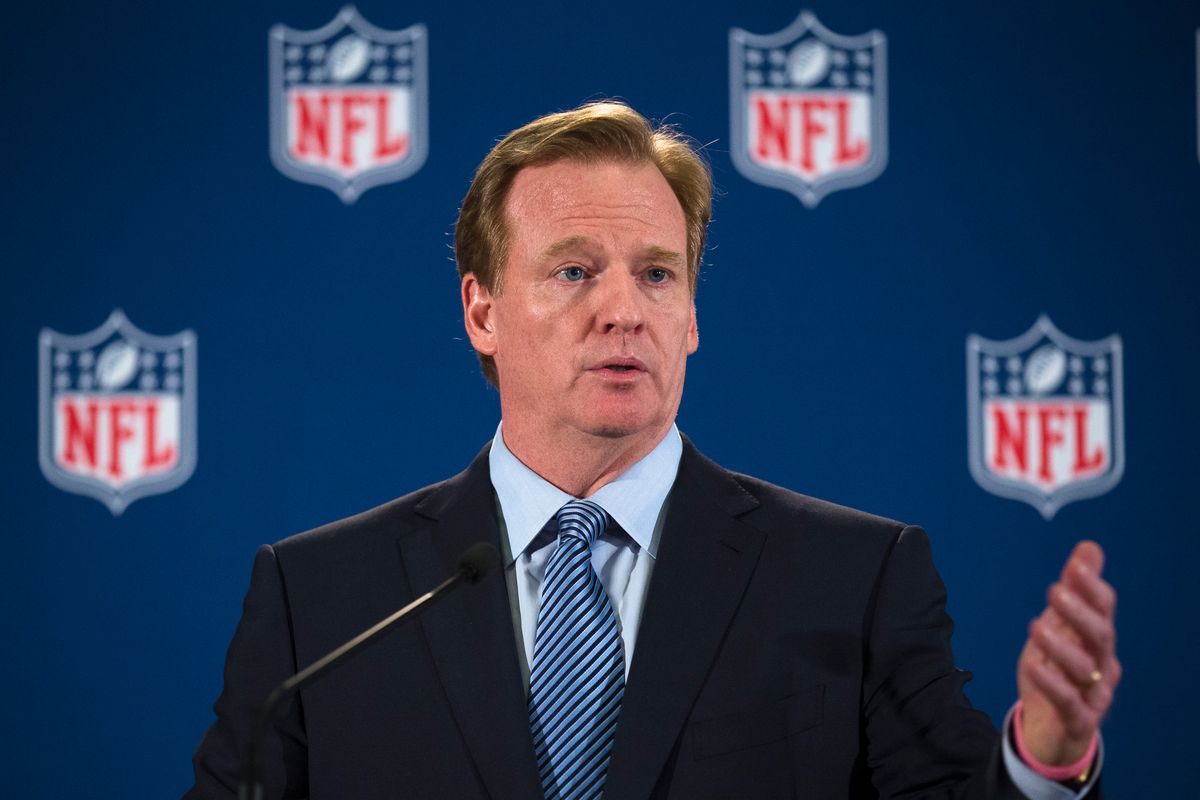 NFL commissioner Roger Goodell speaks during a news conference following a meeting of NFL owners and executives in New York, Wednesday, Oct. 8, 2014. The meetings were held to help the NFL develop and carry out a domestic violence educational program. (AP Photo/John Minchillo)   (AP)