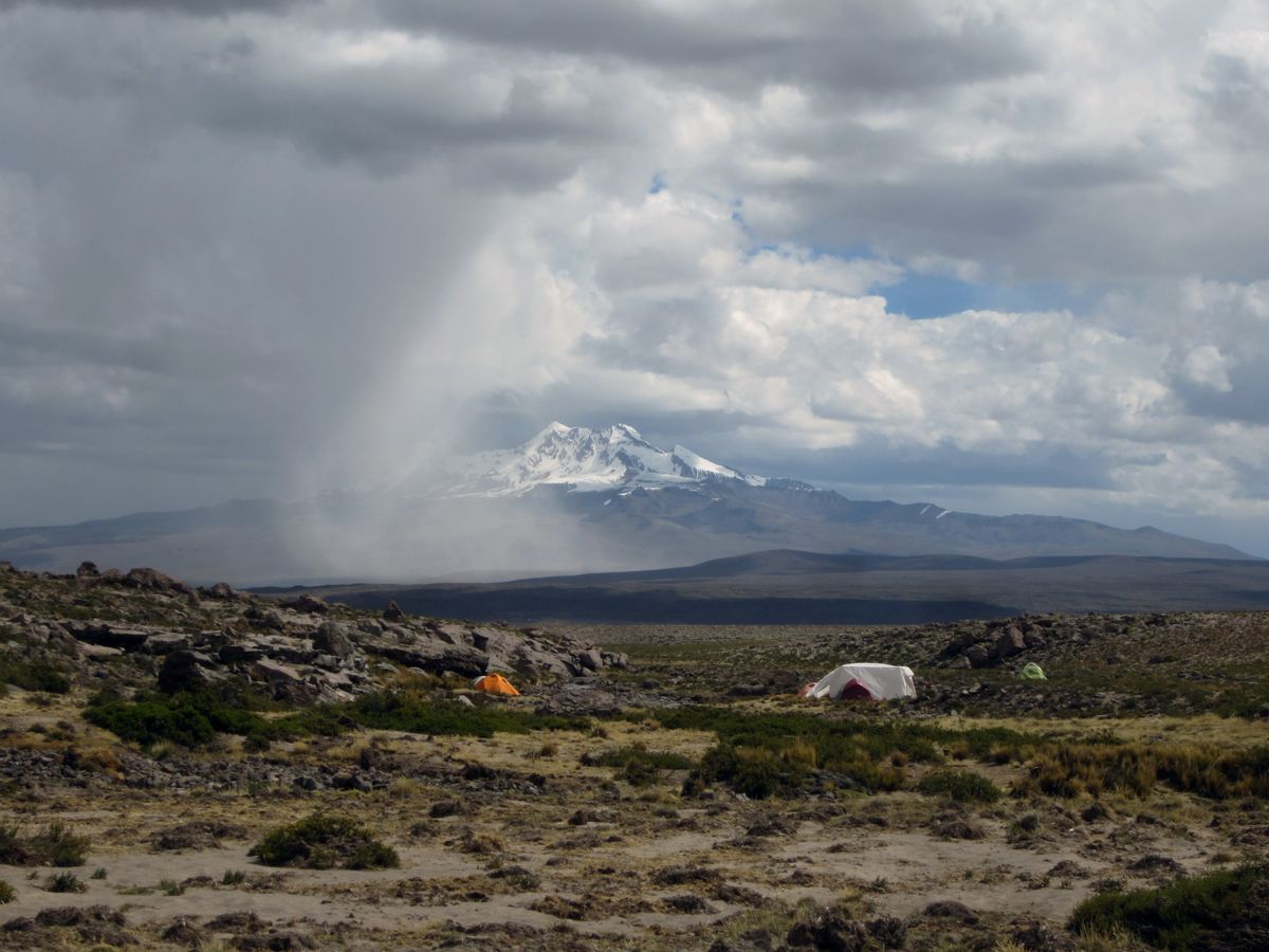 This undated image provided by journal Science shows a campsite in Pucuncho Basin. Stone tools and other artifacts have revealed the presence of hunter-gatherers at about 14,700 feet above sea level, between 12,000 and 12,500 years ago in the Peruvian Andes. (AP Photo/Science, Matthew Koehler) (AP)