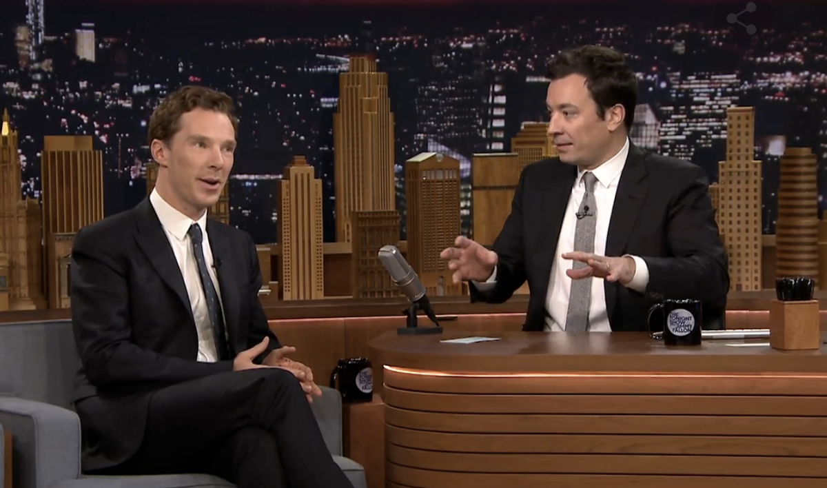 Benedict Cumberbatch dissolves into a fit of giggles while making up ...