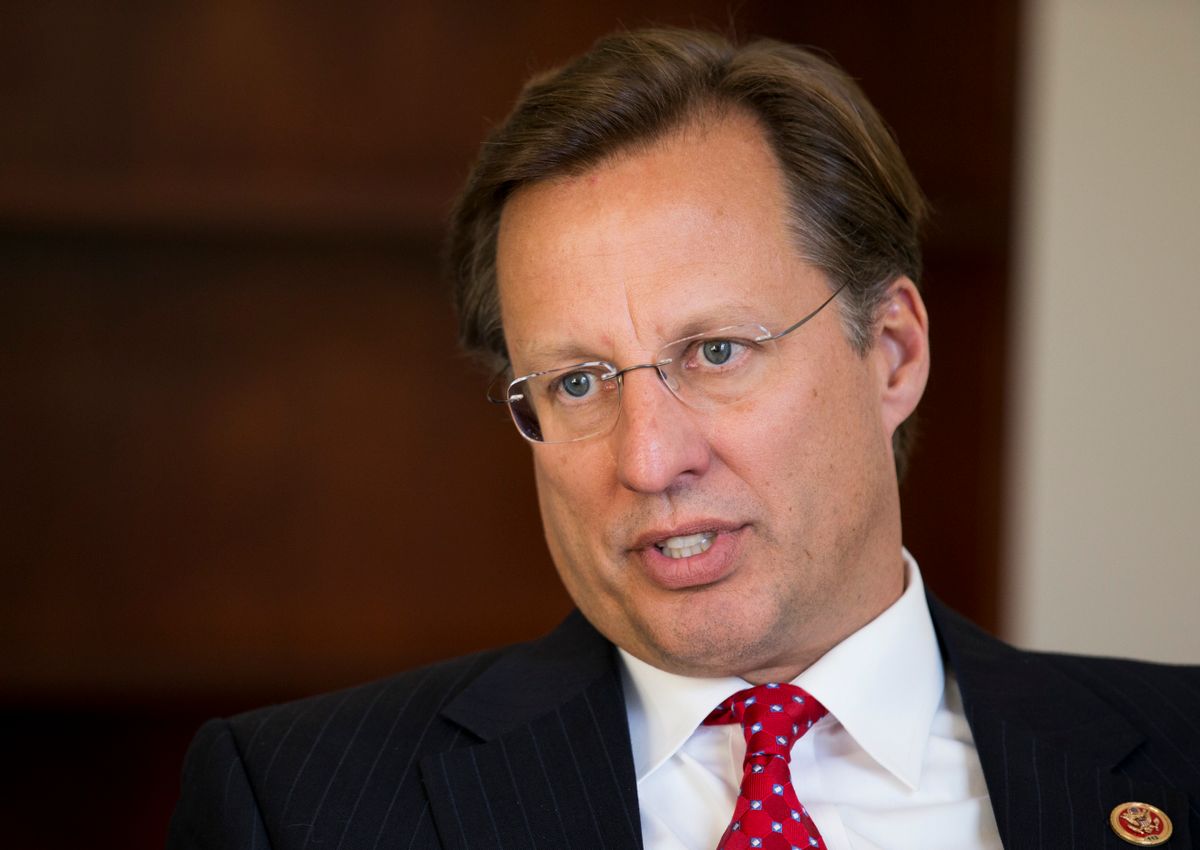 In this photo taken Nov. 18, 2014, freshman Rep. Dave Brat, R-Va., the economics professor who toppled former House Majority Leader Eric Cantor in the June GOP primary, in interviewed by The Associated press in his office on Capitol Hill in Washington, Tuesday, Nov. 18, 2014. Five months after his upset of Cantor, Brat comes across as down-to-earth and says his constituents have warned him not to let Washington change him. "Everyone just says, Dave, keep being yourself, Brat said in an interview in his sparsely decorated office this week. You better not change. You better keep being Dave." (AP Photo/Manuel Balce Ceneta) (AP)