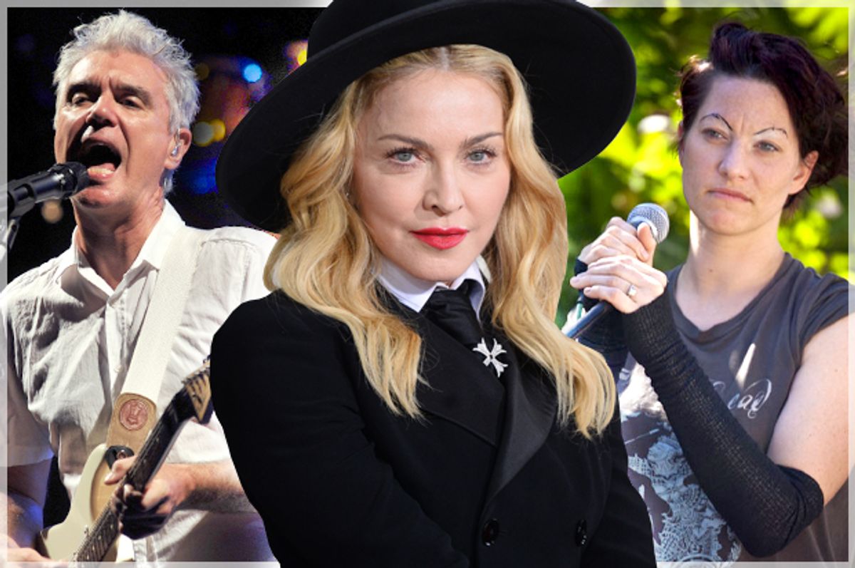 David Byrne, Madonna, Amanda Palmer        (AP/Boris Grdanoski/Jordan Strauss/flickr/<a href='https://www.flickr.com/photos/pixels-bandwidth/'>Mandy Hall</a>)