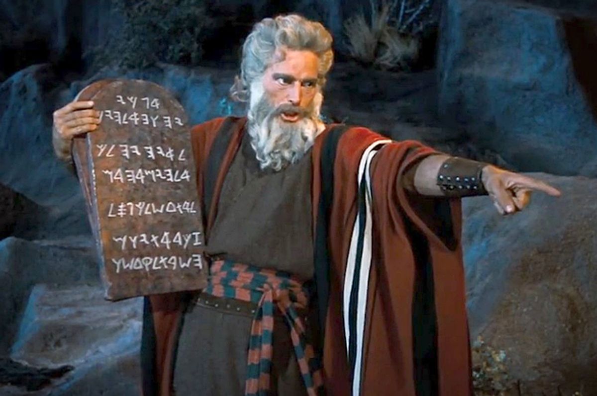Charlton Heston as Moses in "The Ten Commandments"      