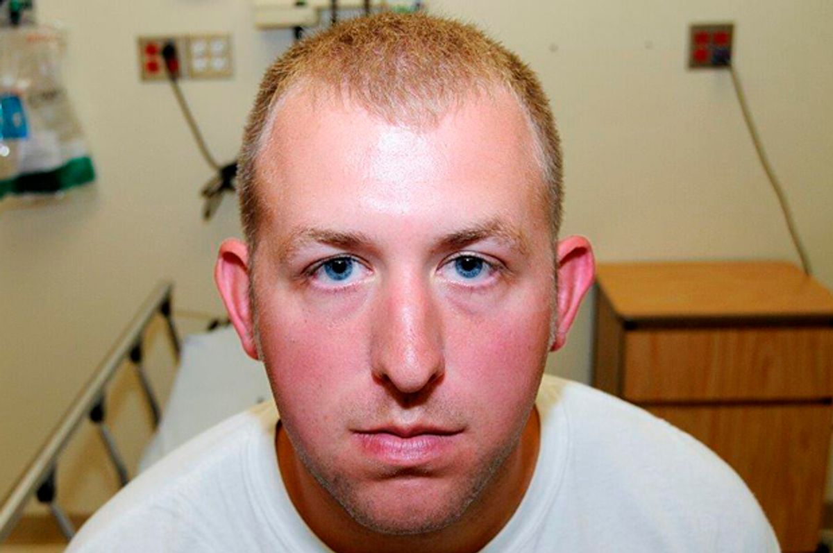St. Louis County Prosecutor's Office photo shows Ferguson, Missouri police officer Darren Wilson photo taken shortly after August 9, 2014 shooting of Michael Brown, presented to the grand jury and made available on November 24, 2014.           (Reuters)