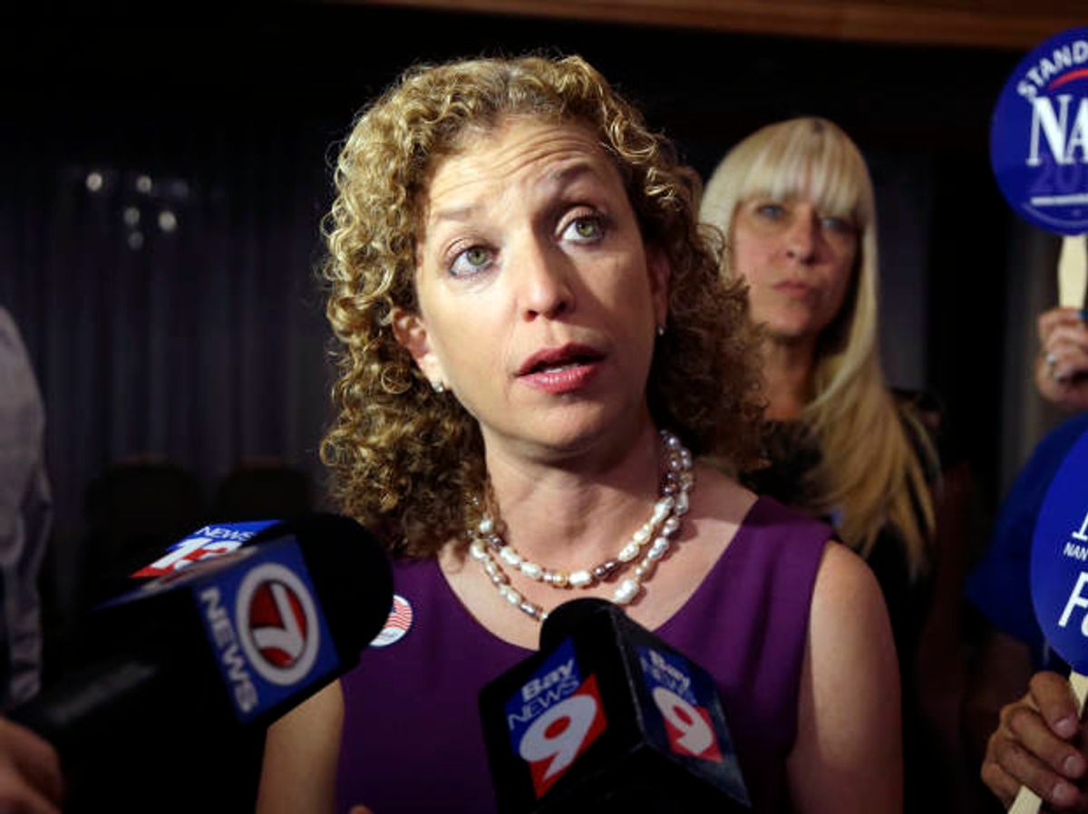 FILE - In this Aug. 26, 2014 file photo, Democratic National Committee Chairwoman, Rep. Debbie Wasserman Schultz, D-Fla.  speaks to the news media. (AP)