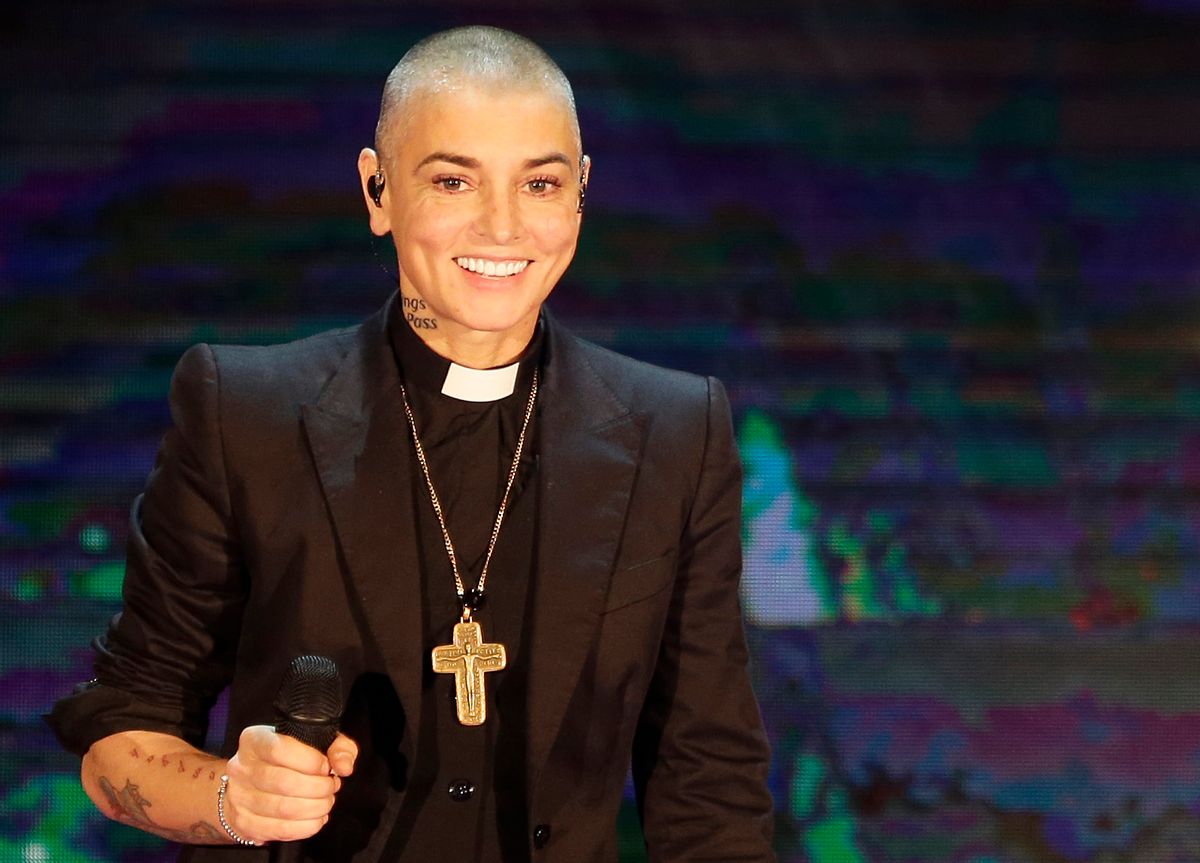 FILE - This is a Sunday, Oct. 5, 2014  file photo of Irish singer Sinead O'Connor performs during the Italian State RAI TV program "Che Tempo che Fa", in Milan, Italy.  OConnor, long a critic of church and state in Ireland, says shes joining the Irish nationalist Sinn Fein party _ and wants its leaders to step aside for younger voices free of IRA connections. The 48-year-old singer, who recently released her 10th album ``Im Not Bossy, Im the Boss, says Sinn Fein is the only left-wing party able to steer Ireland toward social equality. (AP Photo/Antonio Calanni, File) (AP Photo/Antonio Calanni, File)