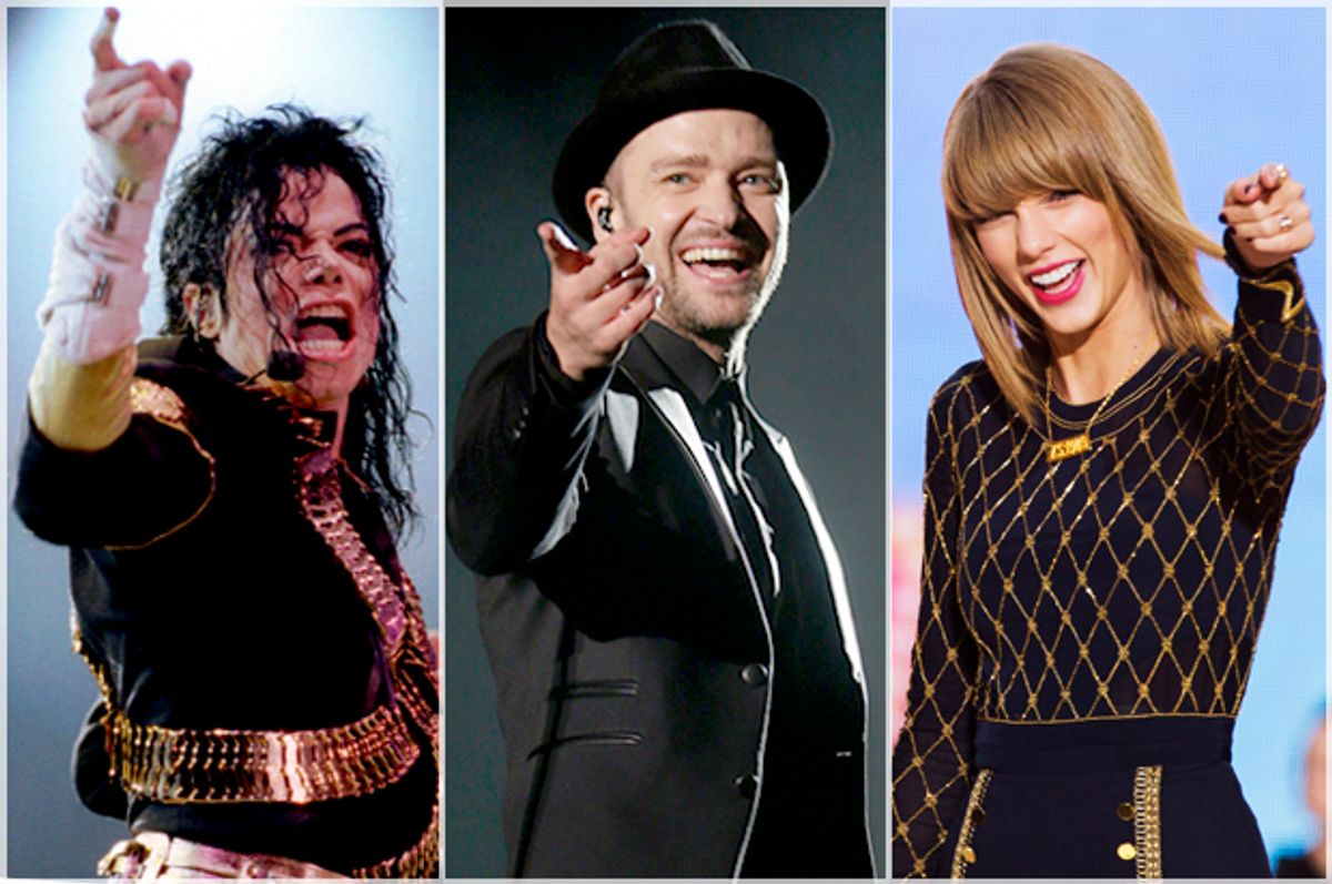 Michael Jackson, Justin Timberlake, Taylor Swift    (Reuters/Kimimasa Mayama/Youssef Boudlal/Lucas Jackson)