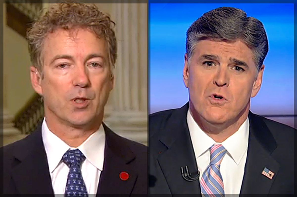 Rand Paul, Sean Hannity      (MSNBC/Fox News)