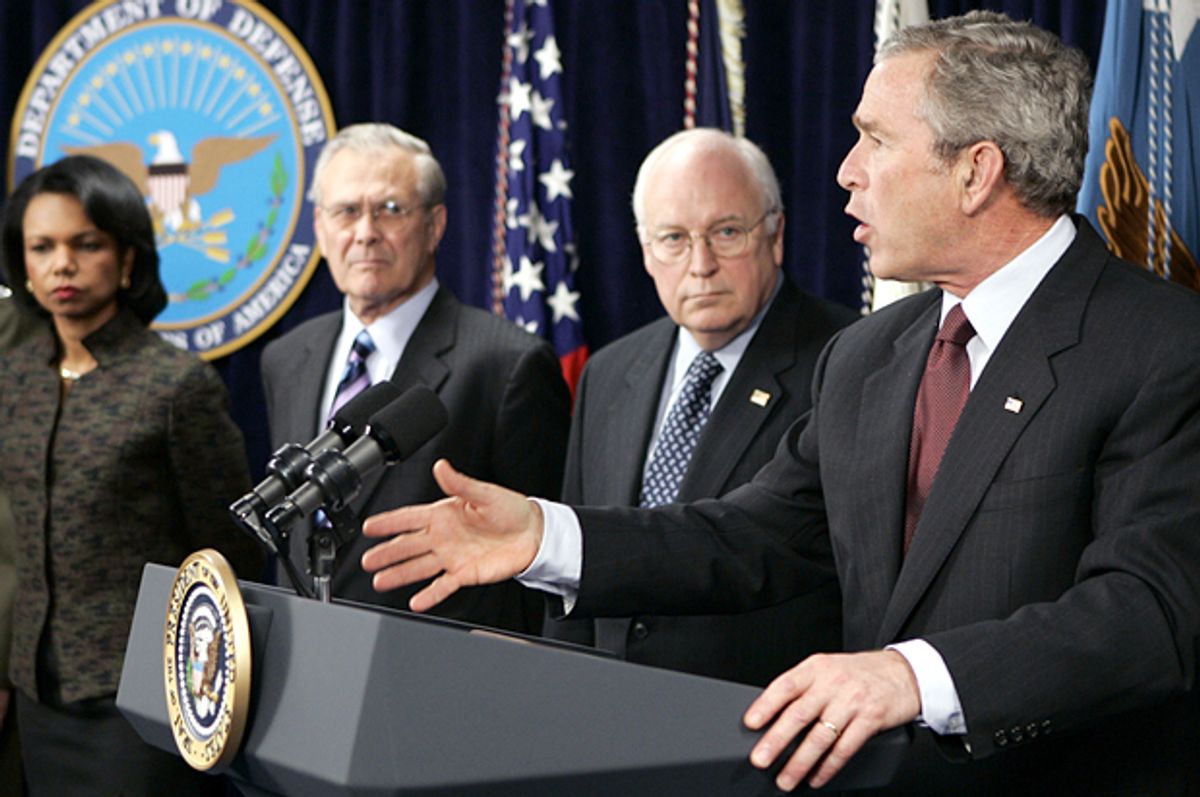 Condoleezza Rice, Donald Rumsfeld, Dick Cheney and George W. Bush                      (Reuters/Kevin Lamarque)