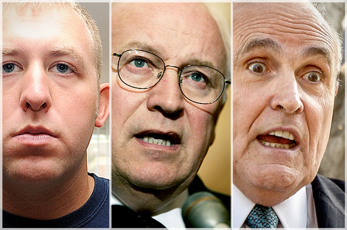 Darren Wilson, Dick Cheney, Rudy Giuliani             (Reuters/Jason Reed/AP/Damian Dovarganes)