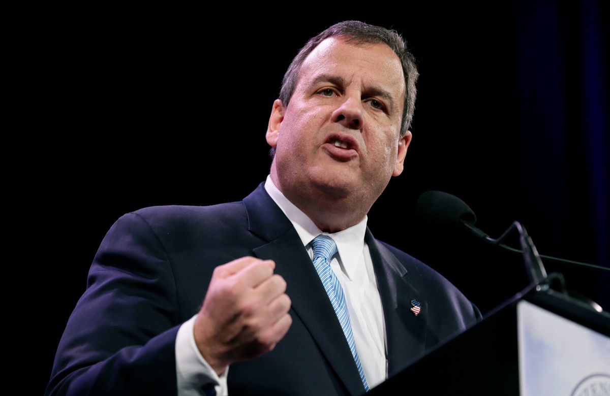 In this Jan. 24, 2015, photo, New Jersey Gov. Chris Christie speaks during the Freedom Summit in Des Moines, Iowa.   (AP/Charlie Neibergall)