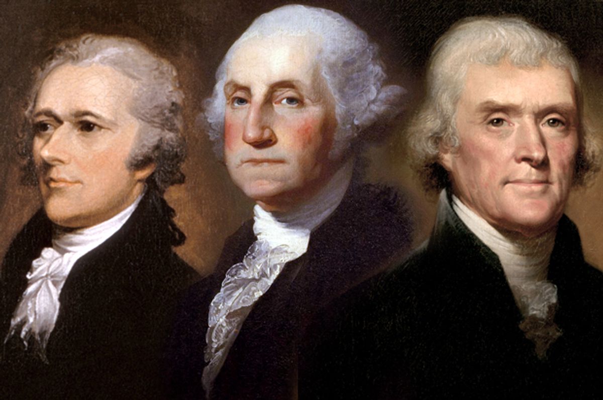 Alexander Hamilton, George Washington, Thomas Jefferson        (Wikimedia)