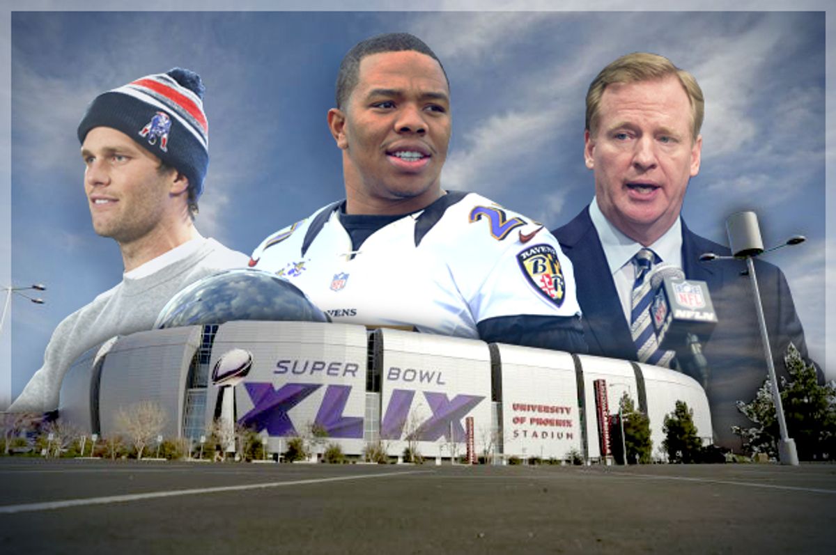 Tom Brady, Ray Rice, Roger Goodell    (AP/Reuters/Photo montage by Salon)