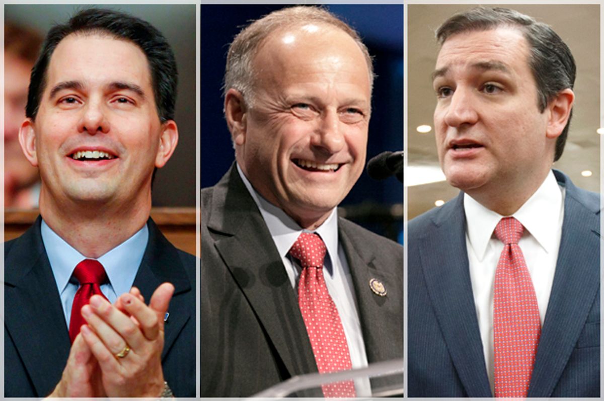 Scott Walker, Steve King, Ted Cruz             (AP/Reuters/Andy Manis/Brian Frank/J. Scott Applewhite)