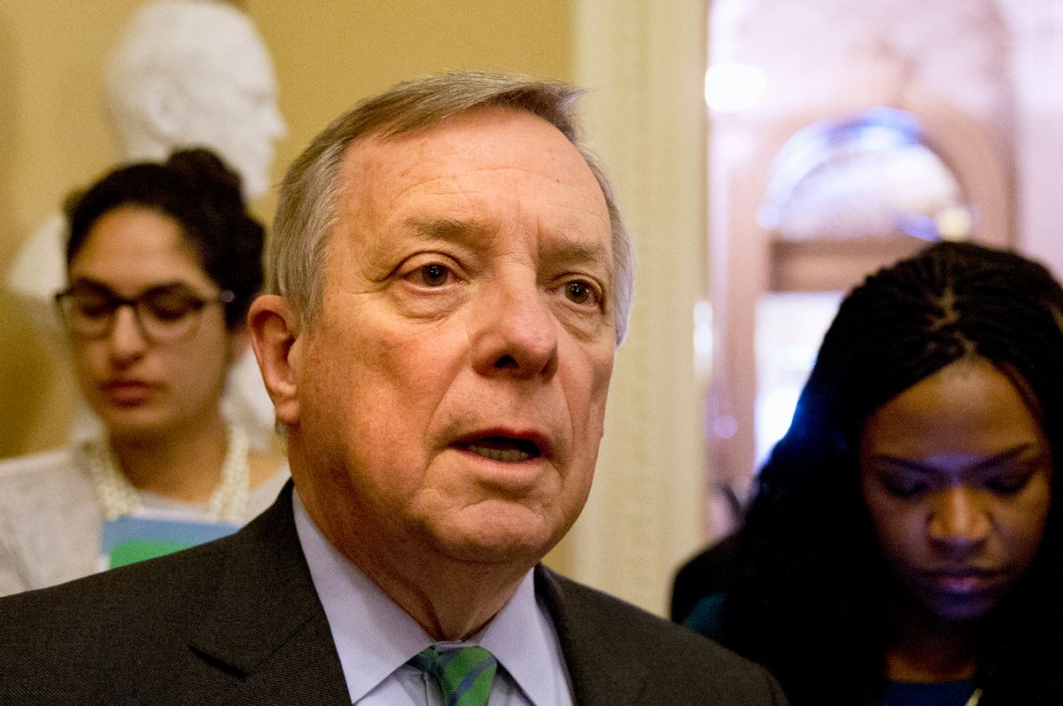 FILE - In this 2015 file photo, Sen. Richard Durbin of Ill. speaks with reporters on Capitol Hill.  (AP Photo/Jacquelyn Martin, File) (AP)