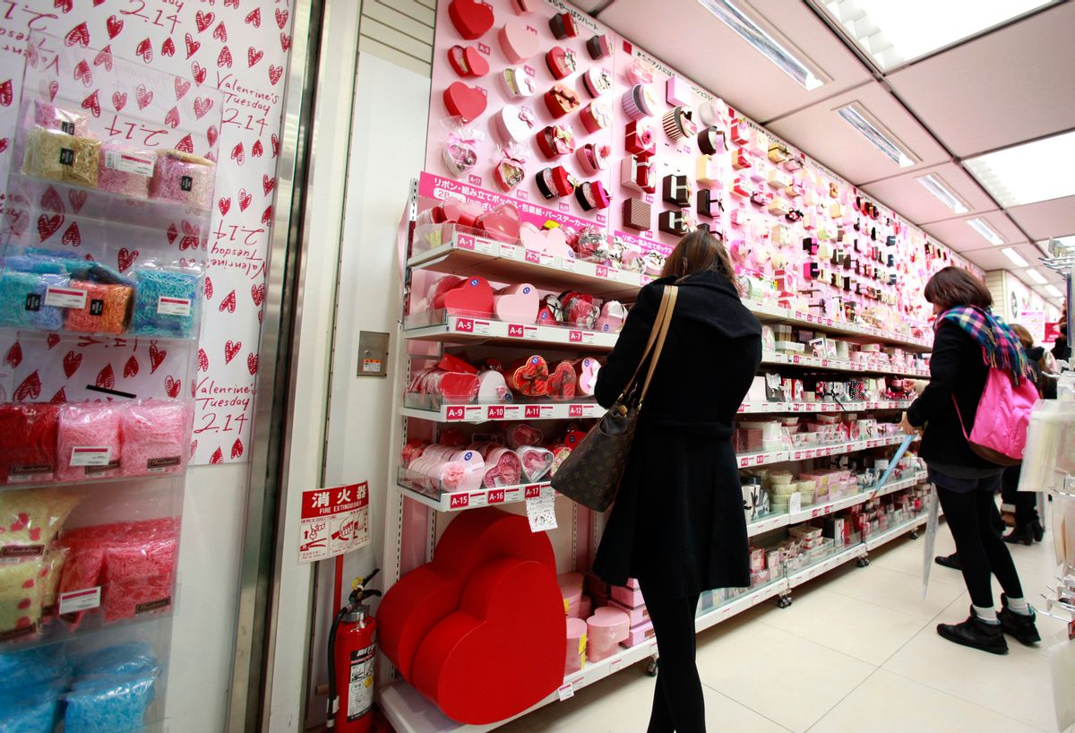 Shoppers choose chocolate in Tokyo. (AP Photo/Shizuo Kambayashi) (Shizuo Kambayashi)