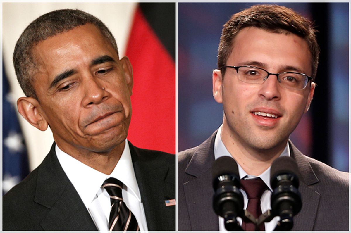 Barack Obama, Ezra Klein    (Reuters/Kevin Lamarque/AP/Charles Dharapak)
