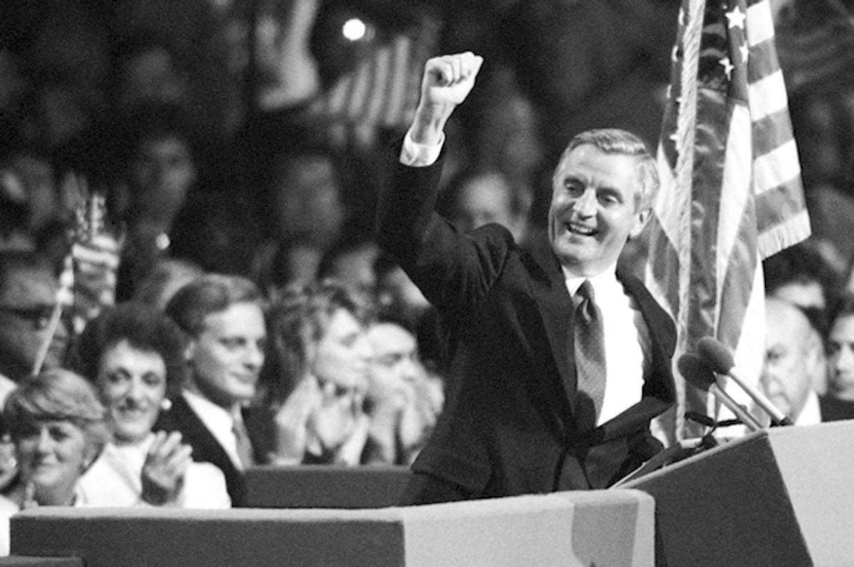 Walter Mondale speaks at the final session of the Democratic National Convention, July 19, 1984, in San Francisco, Calif.    (AP)