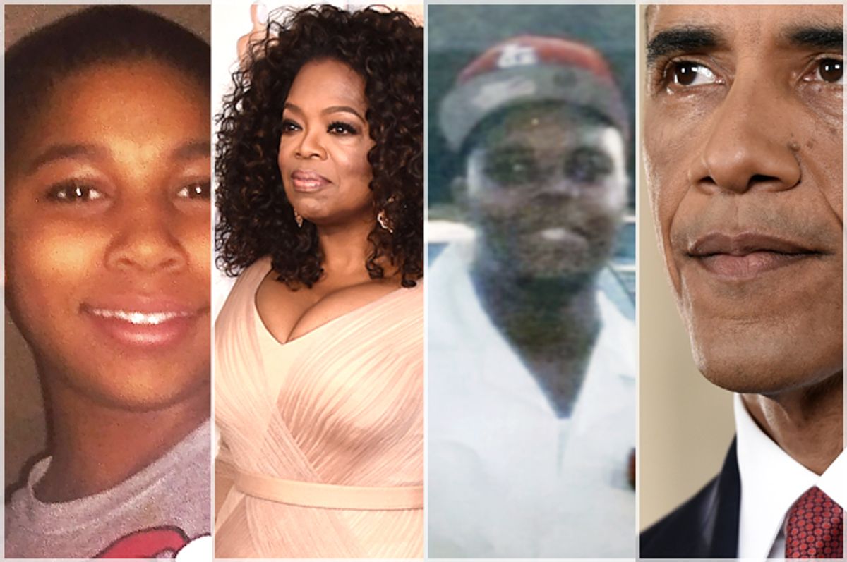 Tamir Rice, Oprah Winfrey, Mike Brown, Barack Obama     (AP/Reuters/Jordan Strauss/Saul Loeb)