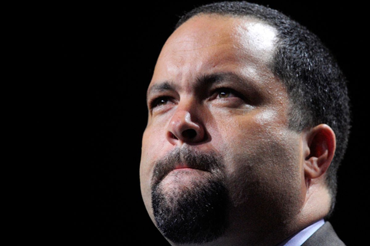 Benjamin Jealous, president of the National Association for the Advancement of Colored People (NAACP), speaks to the 2013 NAACP convention in Orlando, Florida July 15, 2013. In the wake of the George Zimmerman murder trial, civil rights leaders, including Jealous, are urging the Justice Department to pursue federal civil rights charges against Zimmerman.  REUTERS/David Manning  (UNITED STATES - Tags: POLITICS CRIME LAW) - RTX11NHS    (Â© David Manning / Reuters)