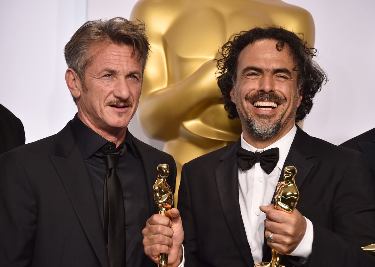 In this Feb. 22, 2015 file photo, presenter Sean Penn, left, and filmmaker Alejandro Iñárritu pose in the press room after winning multiple awards including best original screenplay, best director and best picture for Birdman: Or (The Unexpected Virtue of Ignorance)"   (Photo by Jordan Strauss/Invision/AP)