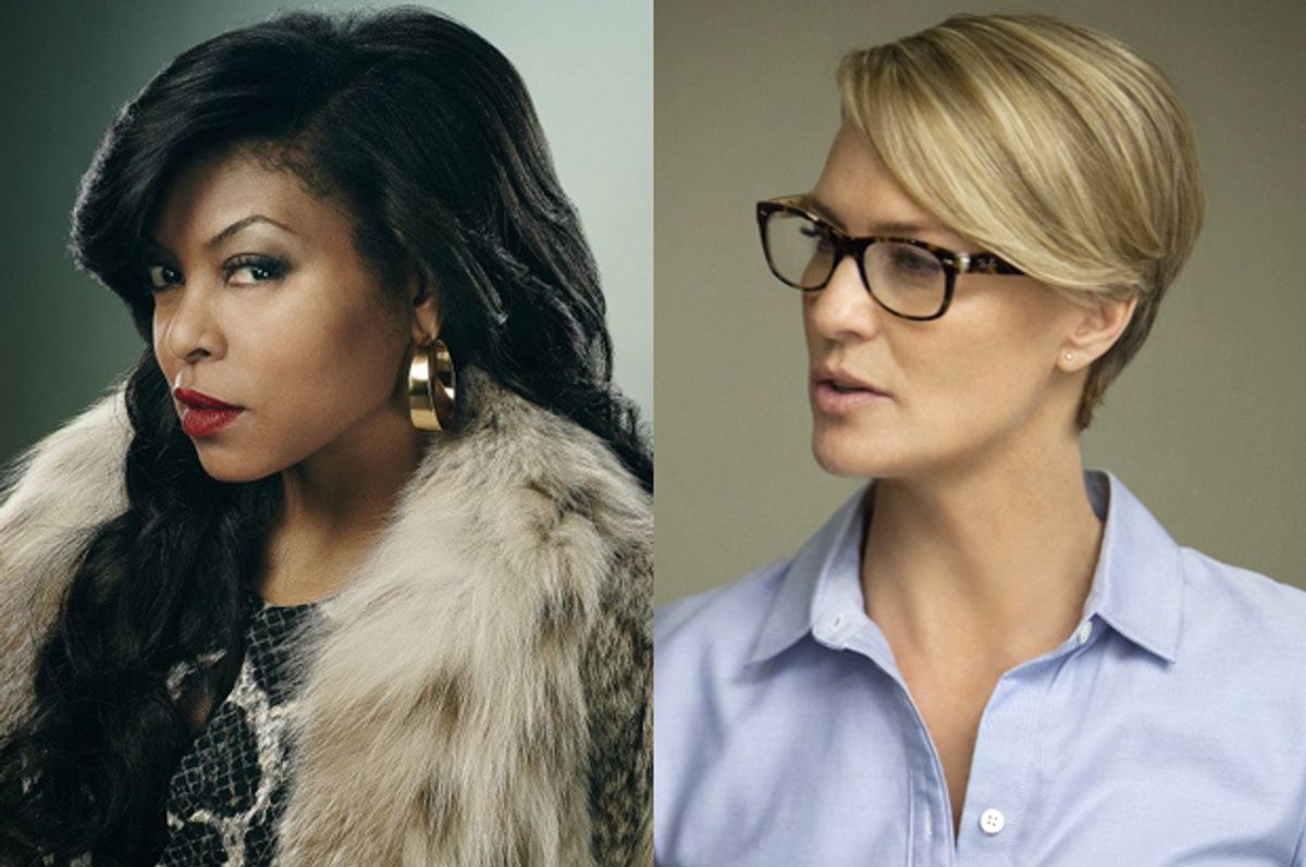 Taraji P. Henson as Cookie Lyon in "Empire," Robin Wright as Claire Underwood in "House of Cards"       (Fox/Netflix)