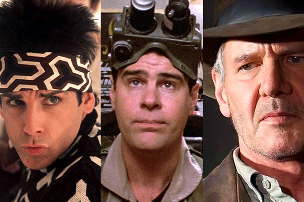 Ben Stiller in "Zoolander," Dan Aykroyd in "Ghostbusters," Harrison Ford in "Indiana Jones and the Kingdom of the Crystal Skull"     