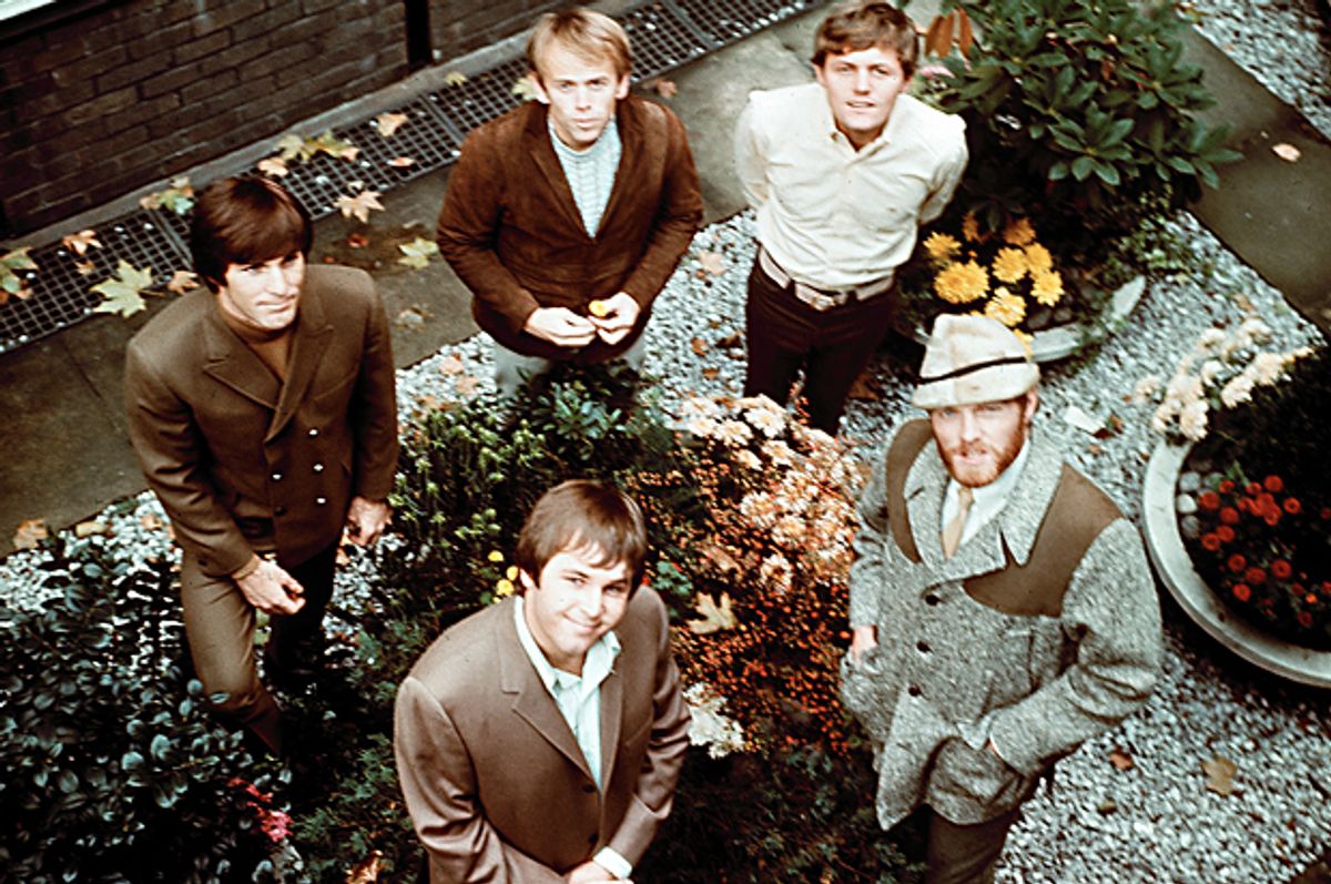 The rock and roll band the Beach Boys shown in London, Nov. 1966. Clockwise from left: Dennis Wilson, Allen Jardine, Bruce Johnston, Mike Love, and Carl Wilson.  (AP Photo)  (AP)