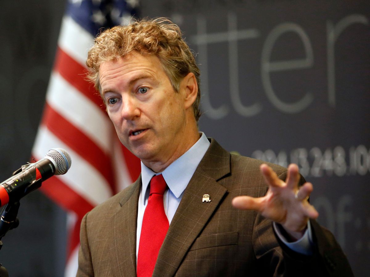 FILE - In this March 20, 2015, file photo, Sen., Rand Paul, R-Ky. speaks in Manchester, N.H.  (AP/Jim Cole)