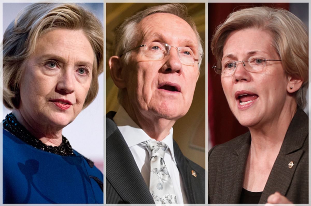 Hillary Clinton, Harry Reid, Elizabeth Warren            (AP/Jin Lee/J. Scott Applewhite/Charles Dharapak)