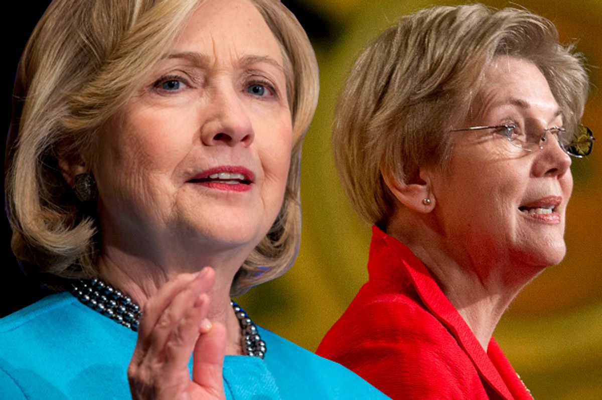 Hillary Clinton, Elizabeth Warren             (AP/Carolyn Kaster/Pablo Martinez Monsivais/Photo montage by Salon)